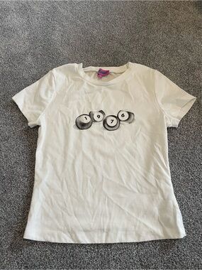 Adiktd White Short Sleeve Tee with Black 1976 Billiard Ball Graphic